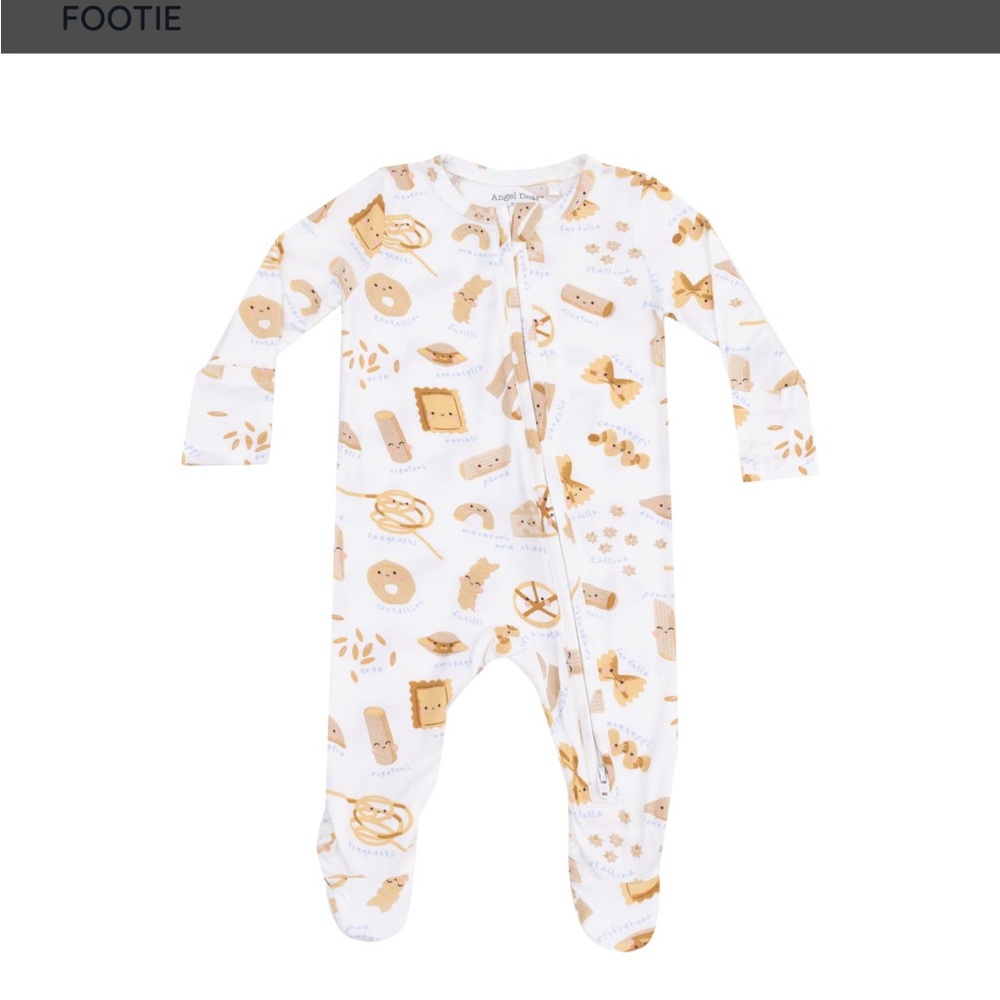 Angel Dear Cute Pasta Bamboo Viscose Zipper Footie